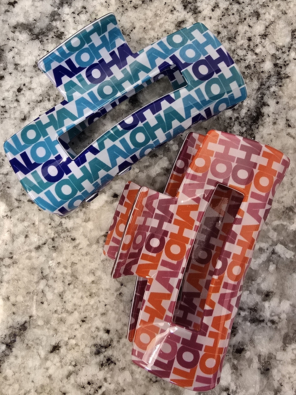 Aloha Hair Claw Clip - Blue & Orange
